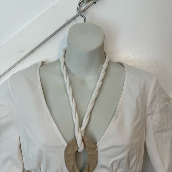 Rosie Assoulin Anchor Aweigh Cutout Short Sleeve Rope Halter Mini Dress White 0 - Picture 4 of 12